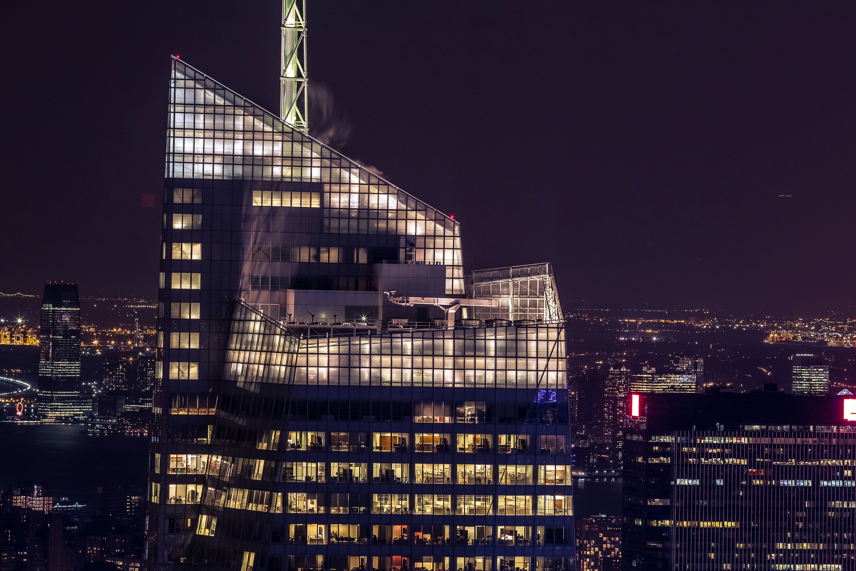 high-rise buildings with lights on during nighttime